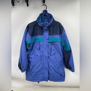 Vintage Columbia 2-in-1 Jacket Women’s L Black Purple Colorblock 90s Retro Ski